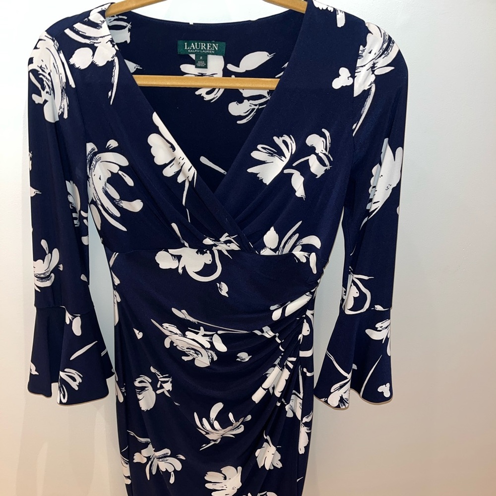 Ralph Lauren three quarter sleeve v neck dress